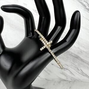 Rhinestone Cross Bling Crossover Bracelet